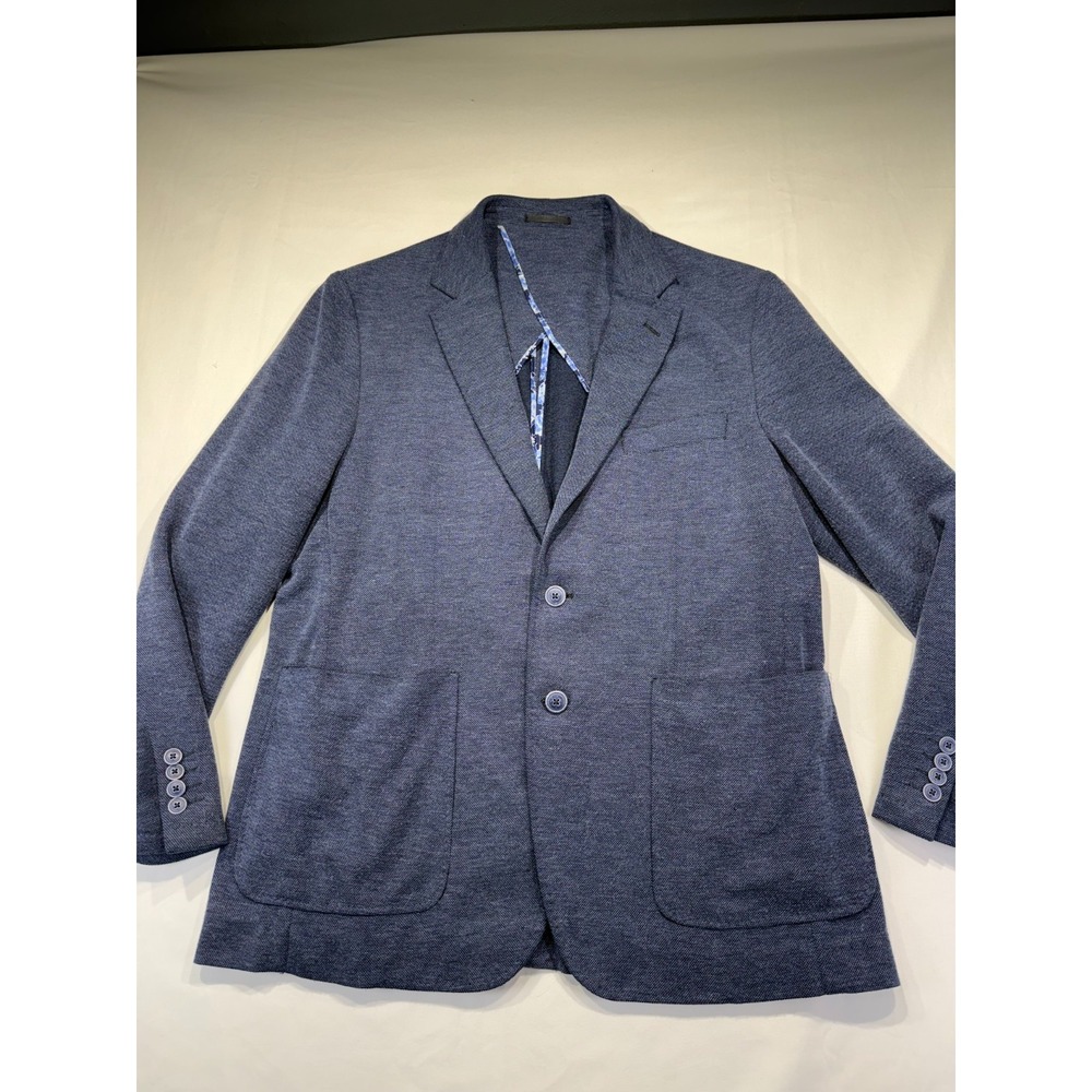 Bugatchi Mens Blue Blazer Size 44 Stretch Navy Sports Jacket Bamboo 2 button
